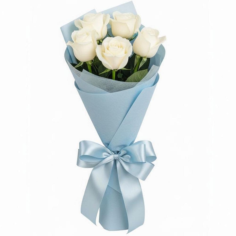 Букет 5 Белых роз Проуд в Армизонском
