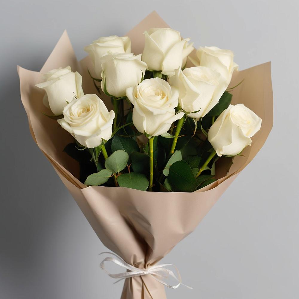 Букет 9 Белых роз Эдлесс Лав в Армизонском