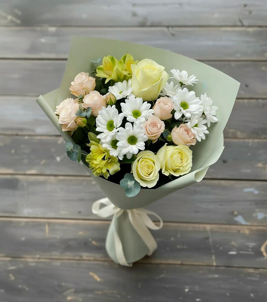 Букет цветов из: Альстромерии, Розы и Хризантемы в Армизонском