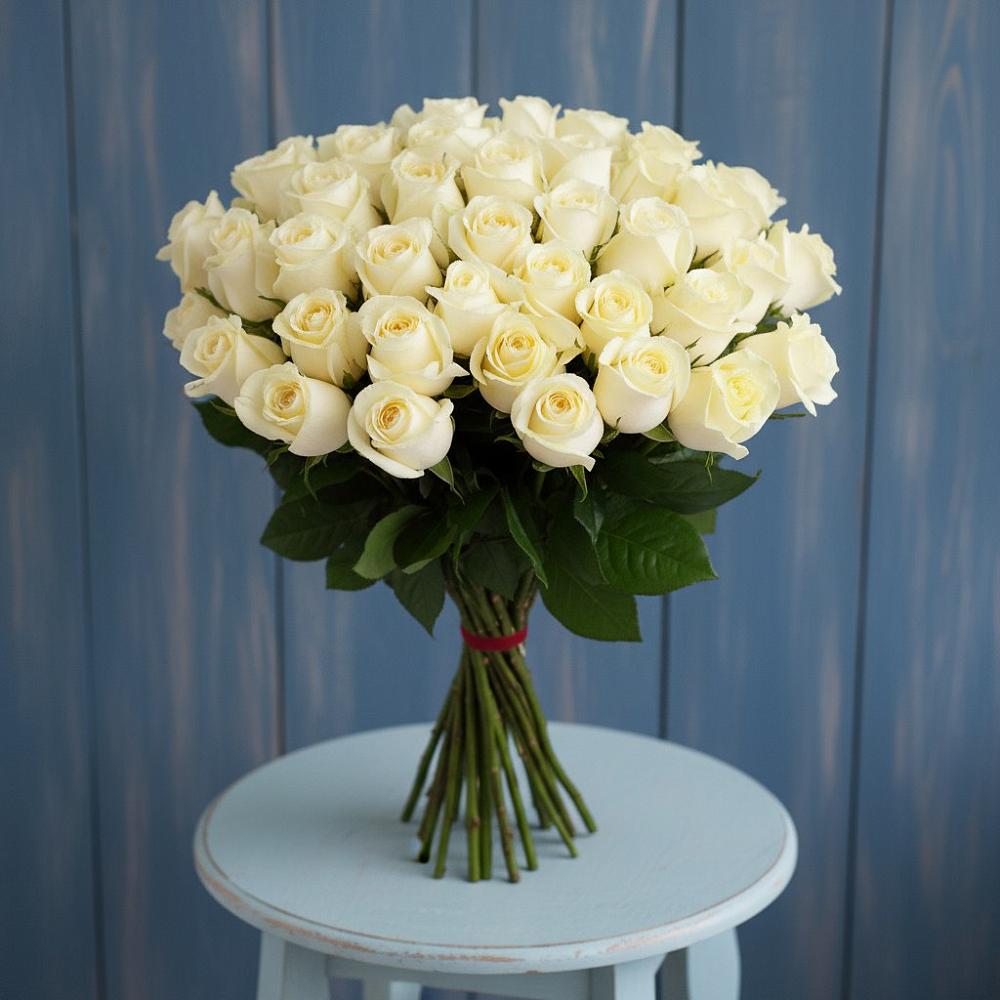Букет 51 Белая роза Эдлесс Лав в Армизонском