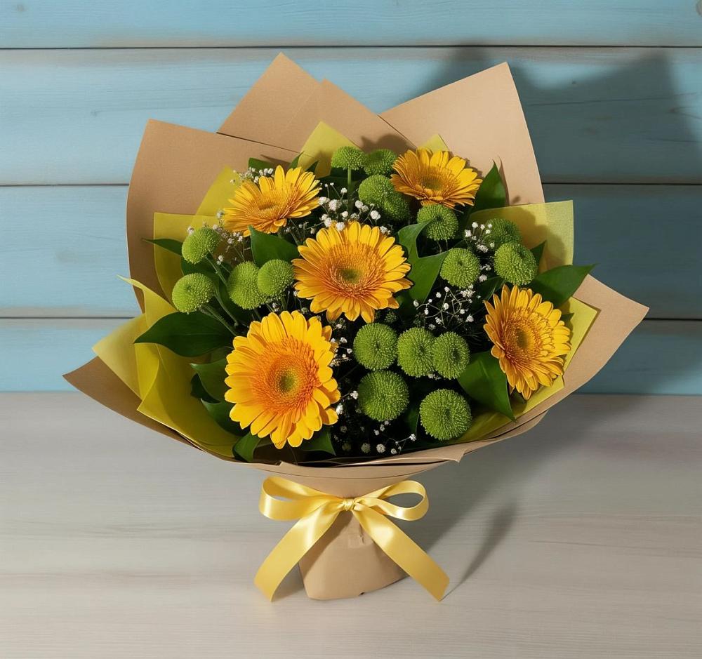 Букет цветов из: Герберы и Хризантемы в Армизонском