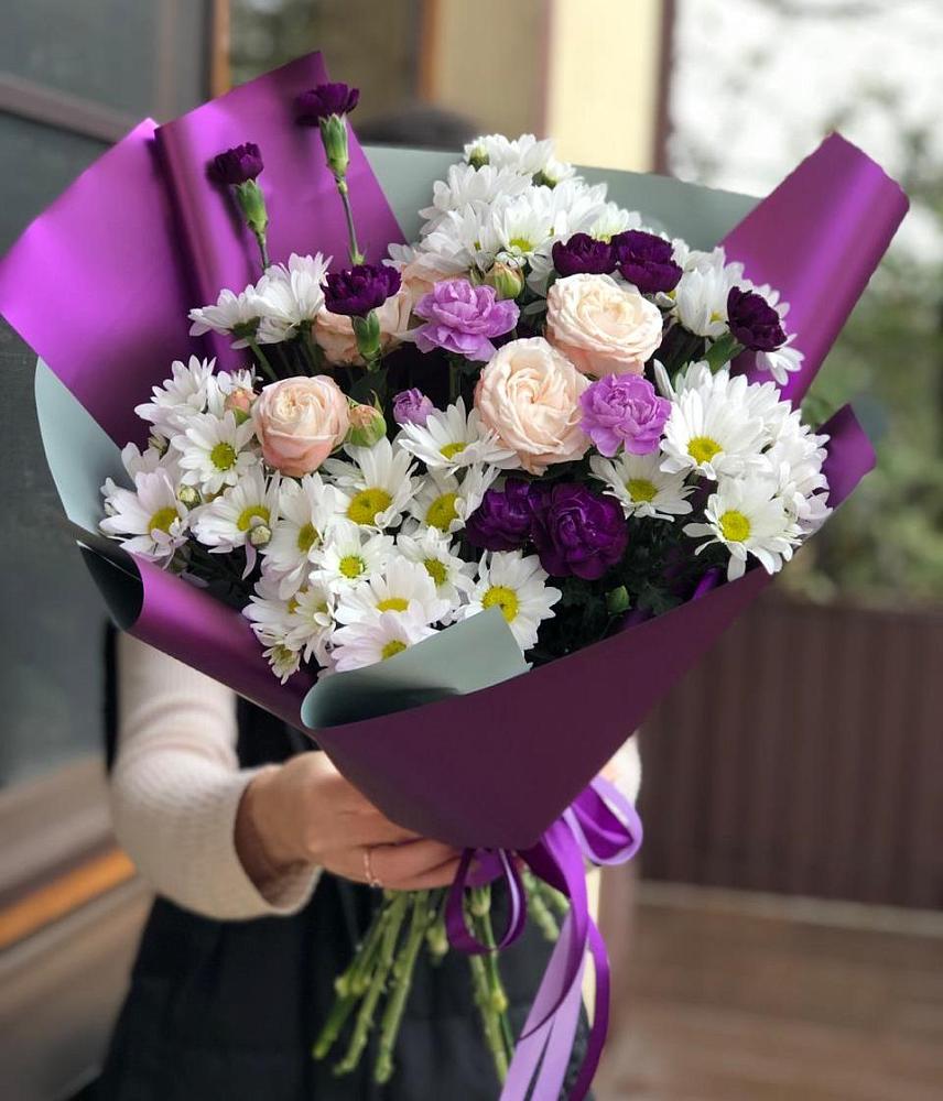 Букет цветов из: Хризантемы, Гвоздики и Розы в Армизонском