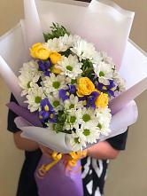 Букет цветов из:  Ирисы, Хризантемы и Розы #REPLACE_PRED# Армизонском
