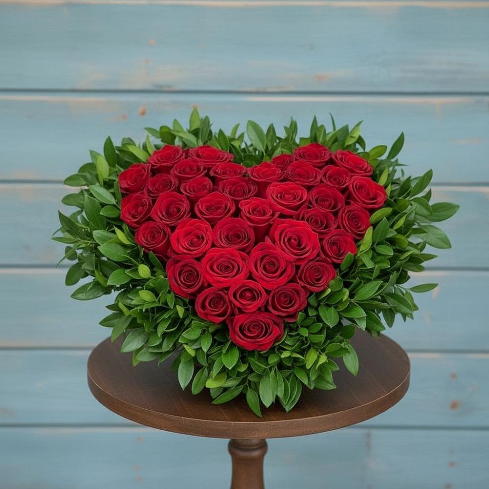 Цветочная композиция из Розы в виде сердца в Армизонском