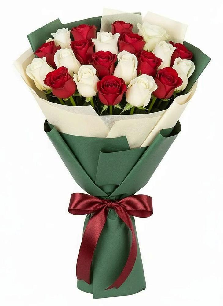Букет Микс из красных и белых роз в Армизонском