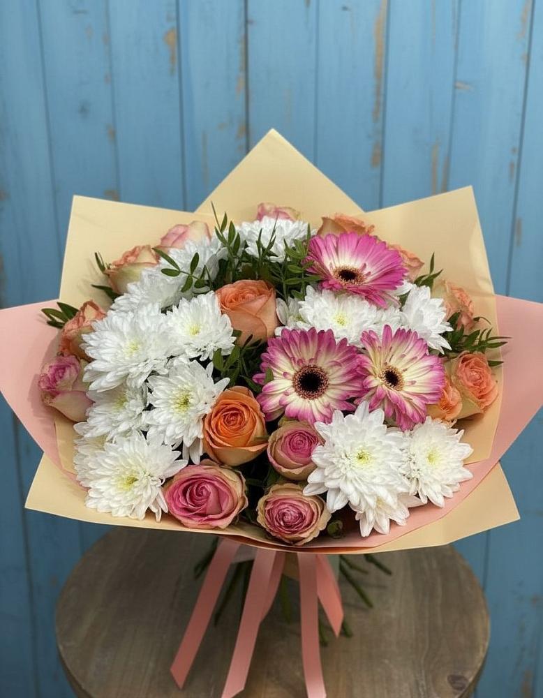 Букет цветов из: Розы, Герберы и Хризантемы в Армизонском