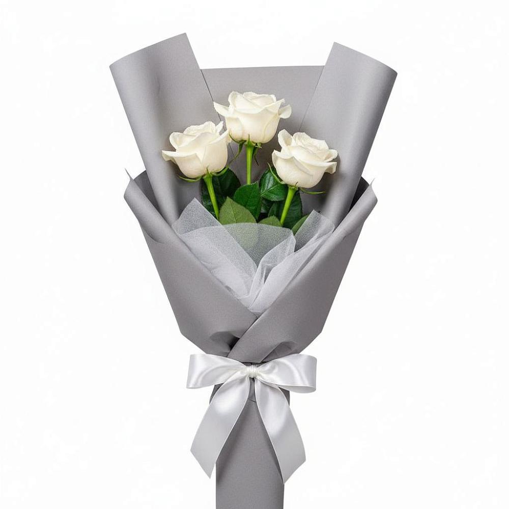 Букет 3 белые розы в Армизонском