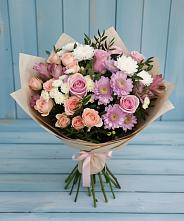 Букет цветов из:  Хризантемы, Розы и Альстромерии в Армизонском