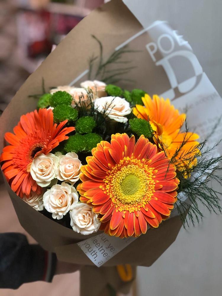 Букет цветов из: Герберы, Хризантемы и Розы в Армизонском