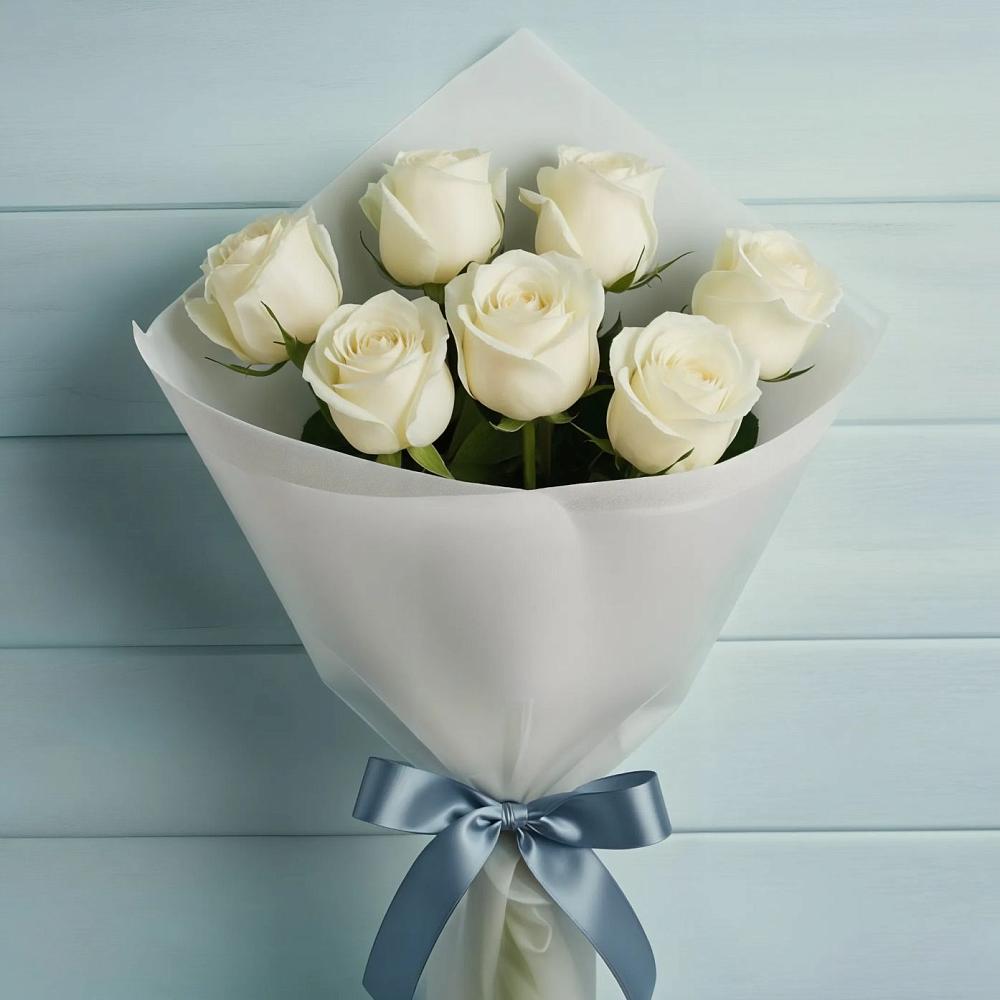 Букет 7 Белых роз Эдлесс Лав в Армизонском