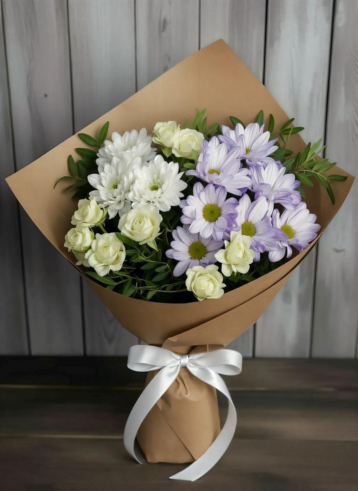 Букет цветов из: Хризантемы и Розы в Армизонском