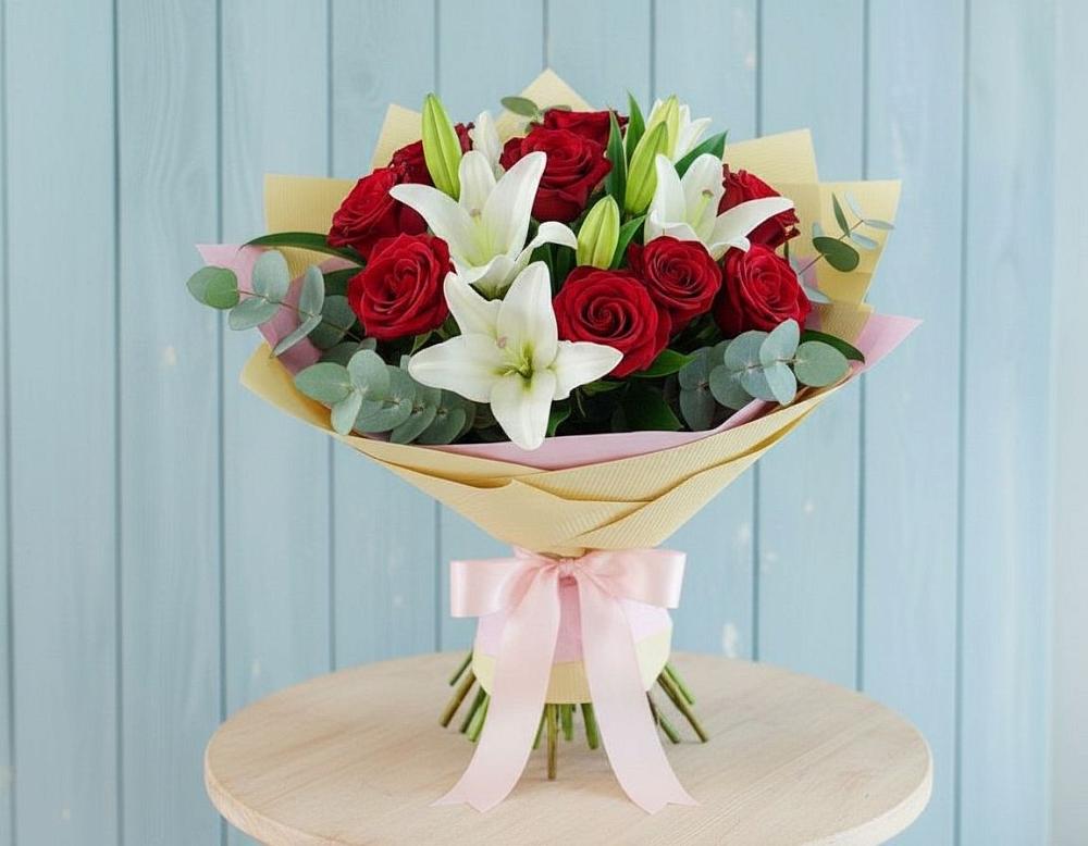 Букет цветов из: Лилии и Розы в Армизонском